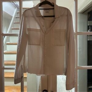 urban outfitters raw hem utility buttondown